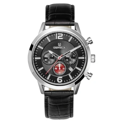 Afbeelding van ORPHELIA Tempo chronograaf herenhorloge, zwart/zilver/zwart, riem