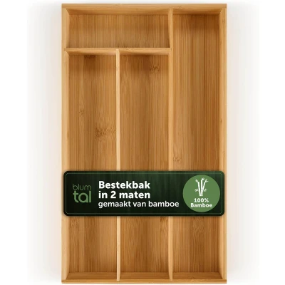 Afbeelding van Blumtal Bestekbak Bamboe Ladeverdeler 49 x 27 cm Standaard 4 vakken