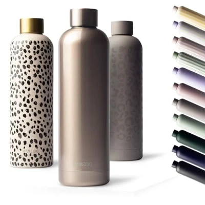 Afbeelding van drinkfles roestvrij staal, 500 ml, 750 thermosfles, lekvrij, BPA vrij, geïsoleerde waterfles dubbelwandig, slanke en lichte thermoskan, roze, ml
