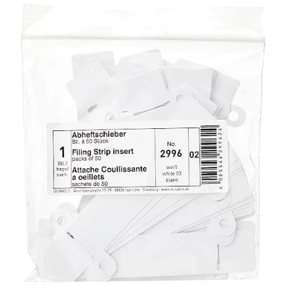 Afbeelding van Durable 299602 oogjesbevestiging voor het opbergen van lamellenmappen in ringband, gatafstand 80 mm, kleur: wit, 50 stuks