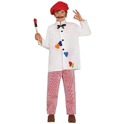 Afbeelding van Guirca Franse Schilder Kunstenaar Jongen Rood, Wit / Beige 7 9 jaar Carnavalskleding Verkleedkleding