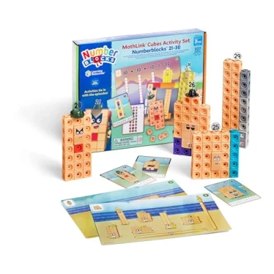 Afbeelding van Learning Resources MathLink Cubes Numberblocks 21 30 Set voor kinderen vanaf 3 jaar, 20 activiteiten gerelateerd aan de tv serie, sensorisch speelgoed autisme, meerkleurig, HM96321UK