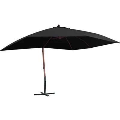 Afbeelding van Zweefparasol met houten paal 400x300 cm zwart