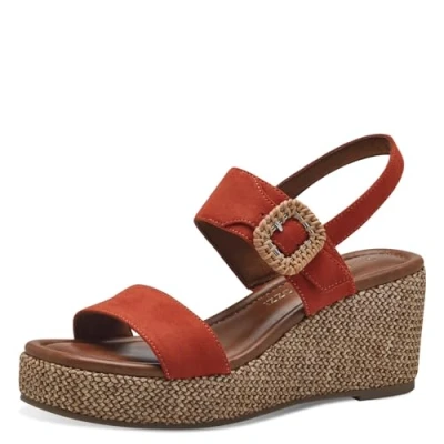 Afbeelding van Marco Tozzi Sandalen met plateauzool, Dames, Maat: 38, Terracotta com Textiel