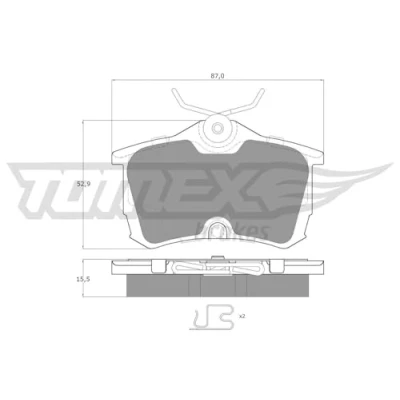 Afbeelding van TOMEX brakes TX 14 51 Remblokkenset Achteras Met akoestische slijtagewaarschuwing HONDA: ACCORD 7 Limousine, 6