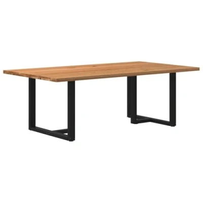 Afbeelding van vidaXL Eettafel rechthoekig 220x120x74 cm massief eikenhout lichtbruin
