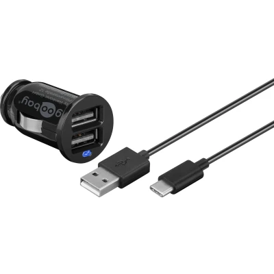 Afbeelding van USB Type C autolader set (12W / 2.4A) adapter en kabel 1,0m (zwart)
