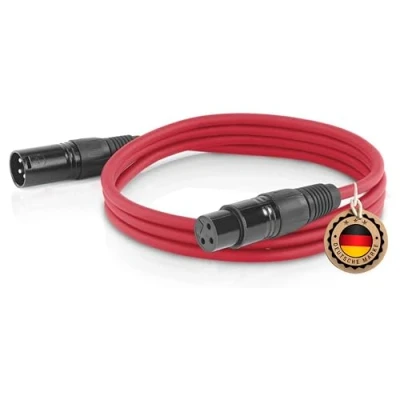Afbeelding van ETEC, XLR kabel, microfoonkabel, stekker naar aansluiting, verlengkabel, rood, 3,00 m
