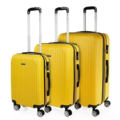 Image de ITACA Valises. Lot de Valise Rigides 4 Roulettes Grande Taille, soute Avion, Bagages pour Voyages.Ensemble Voyage. Verrouillage à Combinaison, Geel