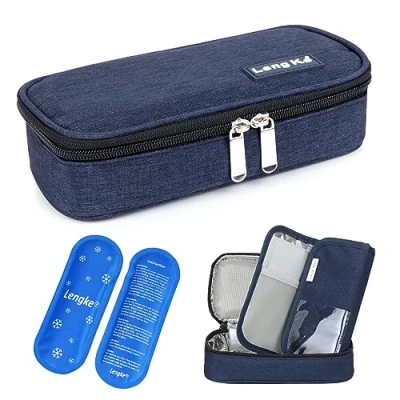 Afbeelding van YOUSHARES Iinsuline Geïsoleerde Kit Kleine Medicatie Reistas voor Diabetische Insulinepen, Blauw, Modern