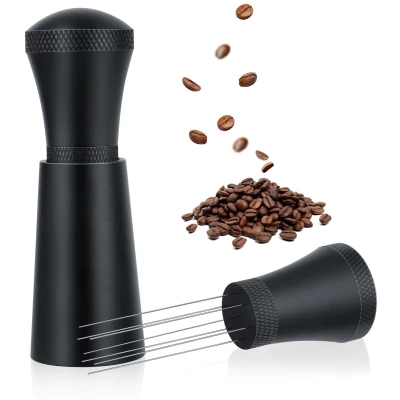 Afbeelding van VMUTGA Wdt Tool Koffiedispenser van aluminium Espresso met houder voor Barista gereedschap 7 dunne naalden, zwart (3 reservenaalden)