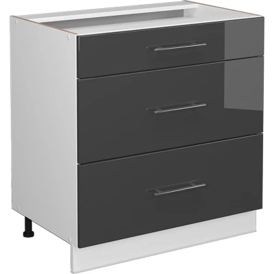 Afbeelding van Vicco Badkamerkast Fame Line, Antraciet Hoogglans/Wit, 80 x 81.6 cm met 3 laden, zonder werkblad