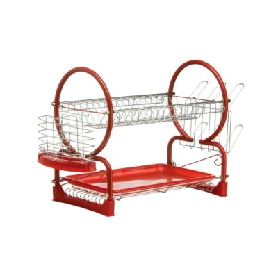 Afbeelding van Afdruiprek voor afdruiprek, afneembaar, verchroomd, rood, 2 lagen
