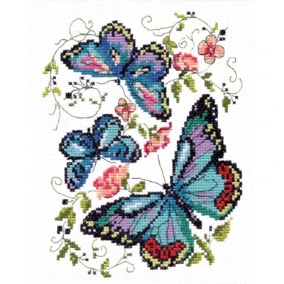 Afbeelding van Borduurpakket Blue Butterflies (Magic Needle)