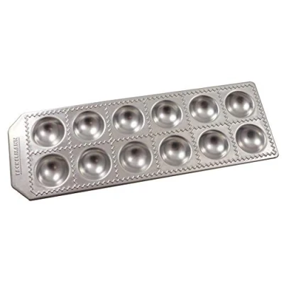 Afbeelding van Fackelmann Vorm voor het maken van zelfgemaakte ravioli, met 12 ronde voetafdrukken, duurzaam aluminium, afmetingen 34 x 11,5 2 cm, Sybaris lijn