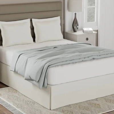 Afbeelding van levinsohn Lux Hotel op maat gemaakte microvezel bedrok met klassieke vallengte van 35,6 cm, kingsize bed, ivoorkleurig