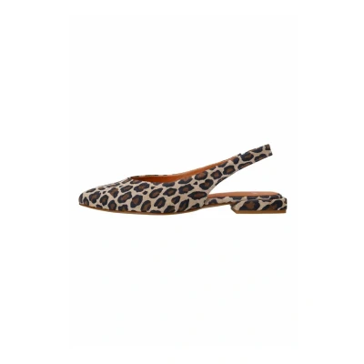 Afbeelding van Manfield MIT Leoprint Slingback ballerina ́s, Dames, Maat: 36, Beige Schoenen