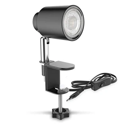 Afbeelding van B.K.Licht Zwarte Klemlamp LED draaibar aan/uit schakelaar netstroom bureaulamp tafellamp met GU10 3.000K 400Lm 5W