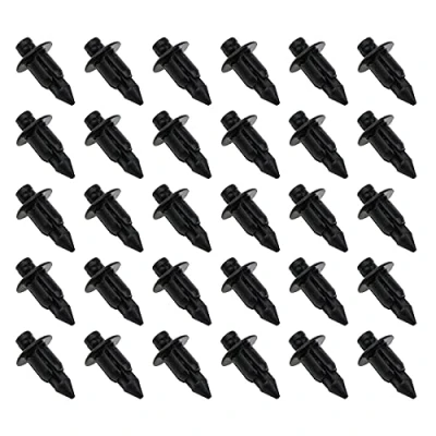 Afbeelding van eMagTech 30 stuks zwarte kunststof klinknagels voor 6 mm bevestigingspaneel compatibel met Honda, Yamaha, Suzuki, Kawasaki