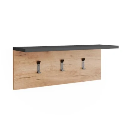 Afbeelding van Vicco Orlando Wandkapstok 60 x 21.6 cm Antraciet/gouden eik