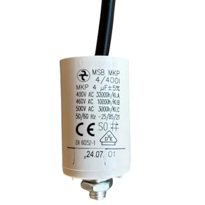 Afbeelding van Condensator 4 µF met kabel Ø 30 mm x 48 gemaakt in Europa