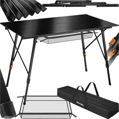 Afbeelding van tectake® Aluminium campingtafel kampeertafel in hoogte verstelbaar LxBxH: ca. 120x70.5x58 79cm Inc. draagtas zwart