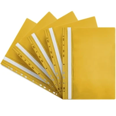 Afbeelding van Netuno 5 stuks gele A4 mappen met perforatie, van gekleurd kunststof, voor mappen, kantoorbenodigdheden, A4, Europese PP school, kantoor