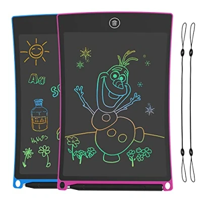 Afbeelding van HOMESTEC LCD schrijftablet, 2 stuks, speelgoed voor kinderen, 2, 3, 4, 5, 6 meisjes, jongens, tekentablet magische leisteen, cadeaus verjaardag, Kerstmis (roze en blauw)