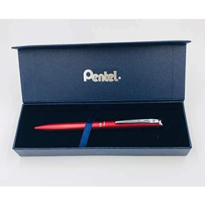 Afbeelding van Pentel BL2007 EnerGel Gel roller, hoogwaardig, intrekbaar, 0,7 mm punt, metalen behuizing, mat, rood, geschenkdoos
