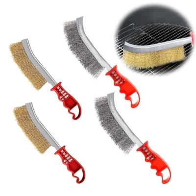 Afbeelding van QIUMING brosse de barbecue en laiton brosses pour grille avec poils acier inoxydable, bbq nettoyer les scories sueur et rouille (4)