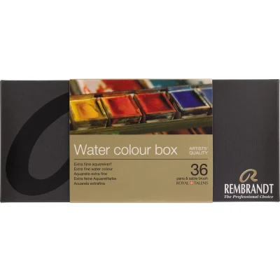 Afbeelding van Rembrandt Aquarelverf metalen set 36 napjes + penseel