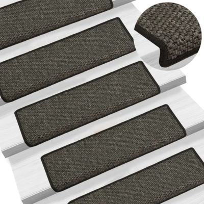Afbeelding van Trapmatten zelfklevend 15st sisal look 65x21x4cm antracietkleur