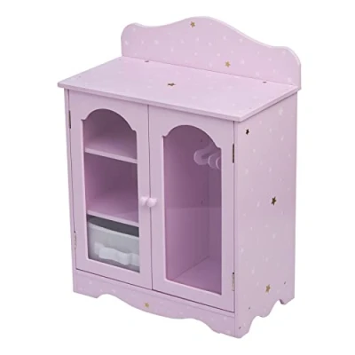 Afbeelding van Teamson Kids Garderobe met 3 Hangers Voor 18&quot; Poppen Accessoires Kinderspeelgoed Purper