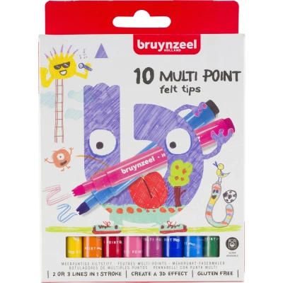 Afbeelding van Viltstift Bruynzeel Kids meerpuntig blister à 10 stuks ass
