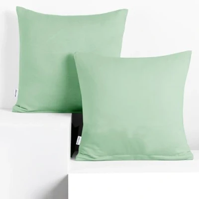 Afbeelding van DecoKing Set van 2 kussenslopen 50 x cm katoenen jersey kussensloop met ritssluiting amber mint