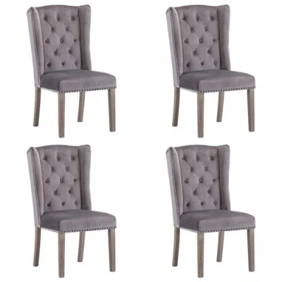 Afbeelding van vidaXL Eetkamerstoelen 4 st fluweel grijs