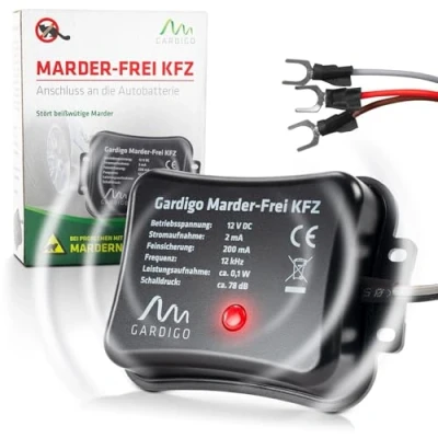 Afbeelding van Gardigo® Ultrasone marterverjager voor auto‘s Met 12 V aansluiting op de accu Marterbescherming auto Verdediging tegen marters, steenmarters en andere knaagdieren