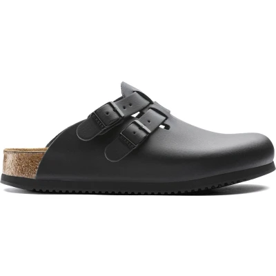 Afbeelding van Birkenstock Kay Super Grip Leather Black Professionele schoenen voor dames en heren US M 9.0 / L 11, zwart.