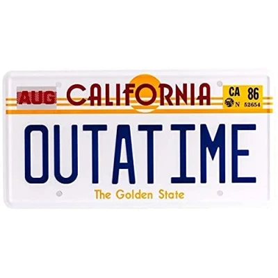 Afbeelding van OPO 10 Metalen kentekenplaat van Delorean Time Machine Film Terug naar De Toekomst Outatime (62)