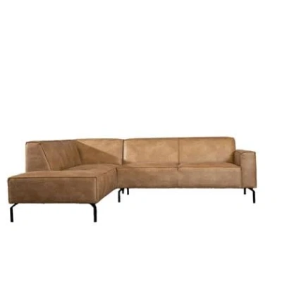 Afbeelding van Bronx71® Industriële hoekbank Kansas eco leer beige links