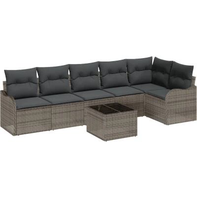 Afbeelding van vidaXL 6 delige Tuin Sofa Set met Kussens Zwart Poly Rattan