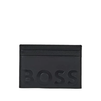 Afbeelding van HUGO BOSS heren Pasjeshouder van geitenleer met logo