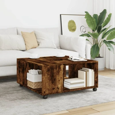 Afbeelding van vidaXL Salontafel 80x80x40 cm bewerkt hout gerookt eikenkleurig