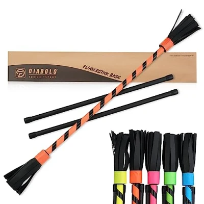 Afbeelding van Diabolo Freizeitsport Flowerstick Basic UV reactieve bloemenstok met 2 glasvezelstaafjes, een blikvanger op festivals, ideaal voor beginners