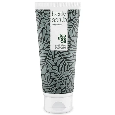 Afbeelding van Australian Bodycare Body Scrub 200 ml Diep reinigende peeling voor je hele lichaam met 100% natuurlijke Tea Tree Olie Ook geschikt als voetscrub en te gebruiken bij puistjes op rug de rest van het