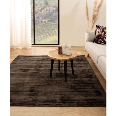 Afbeelding van Viscose Tapijt/Vloerkleed Vierkant Glamour Donkerbruin 160x160 Cm