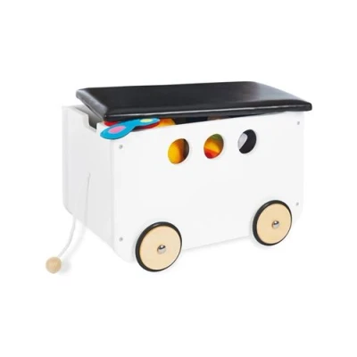 Image de Coffre a jouets roulettes Jim Blanc