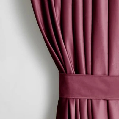 Afbeelding van AmeliaHome Velours optiek gordijn 140 x 270 cm Bordeaux 1 ooggordijn verduisteringsgordijn raamdecoratie licht glinsterend
