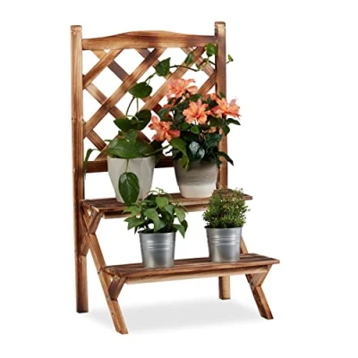 Afbeelding van Relaxdays plantenrek hout plantentrap plantenklimrek bloemenrek bloementrap M