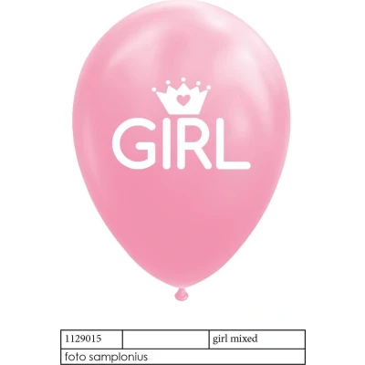 Afbeelding van Wefiesta Ballonnen Baby Girl 12 Cm Latex Roze/wit 8 Stuks